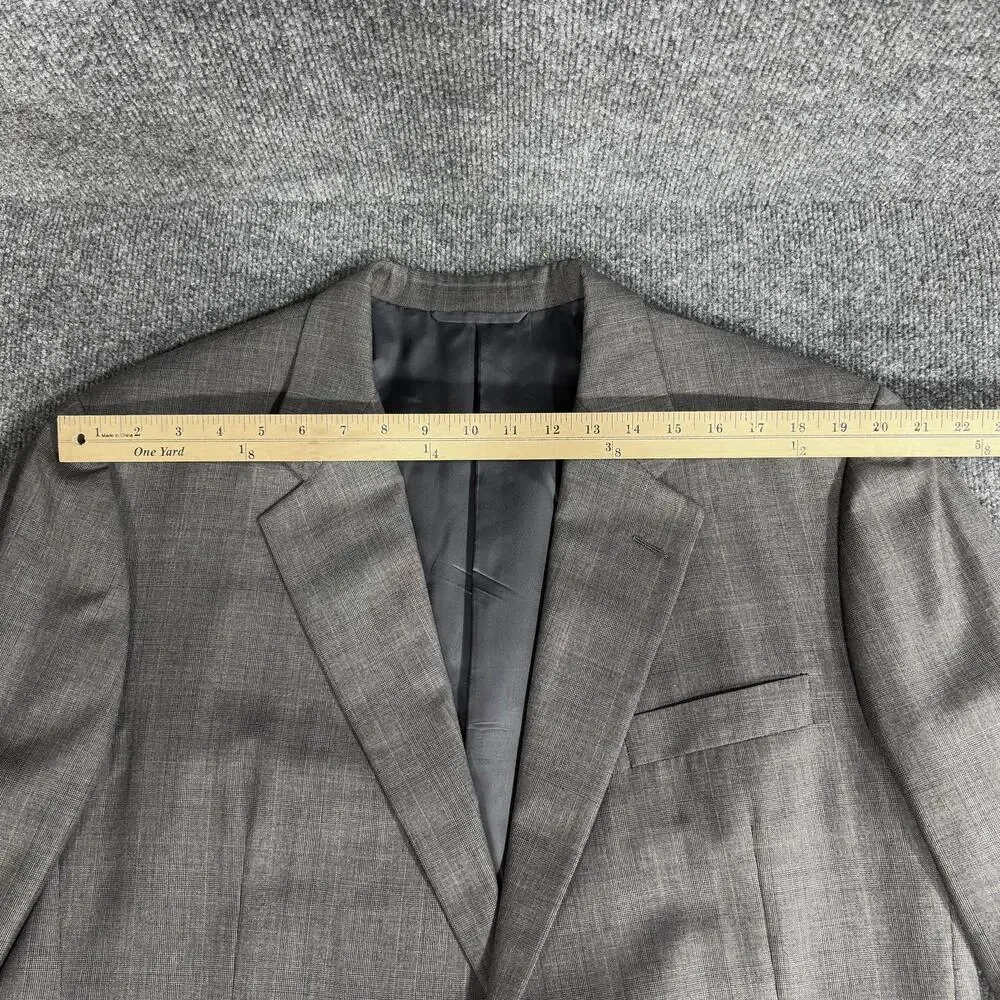 Vintage Hickey Freeman Jacket Mens 46 Long Gray Glen Plaid Wool USA Barneys NY